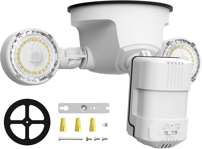 SANSI 2000LM Motion Sensor Outdoor Lights, 15W 5000K Dusk to Dawn Eave Mount Security Light, 4 Modes, Wide 320°Angle Illumination, for Yard, Soffit, Garage, LED Security Lights Outdoor Wired