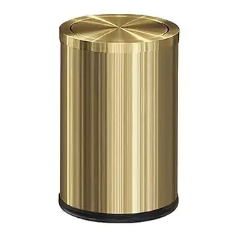 Antique Gold Trash can,Gold Bathroom Trash can with lid，Small Trash Can with Flipping Lid, 2.4gallon,Gold Garbage can for Bathroom,Laundry，Hotel，Office， Laundry Room ，Metallic Gold (Single)